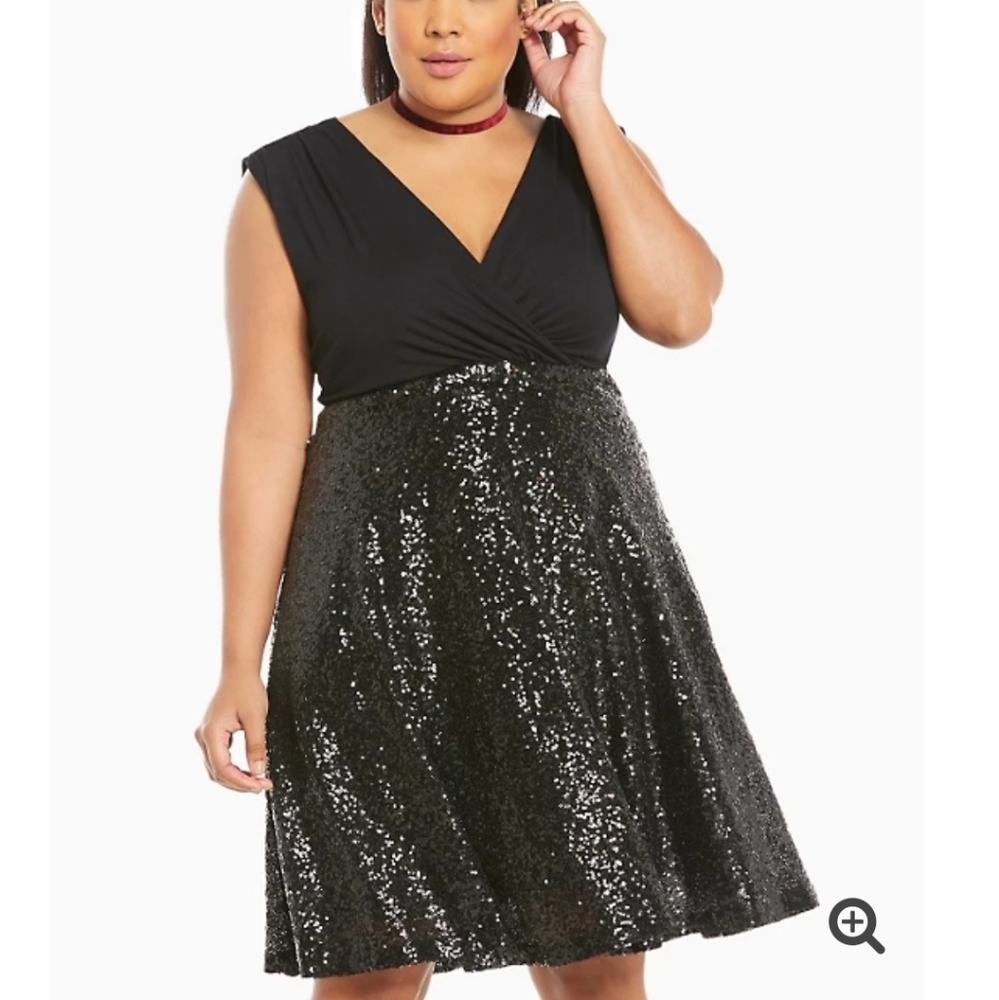 Torrid - Black Sequin Surplice Dress